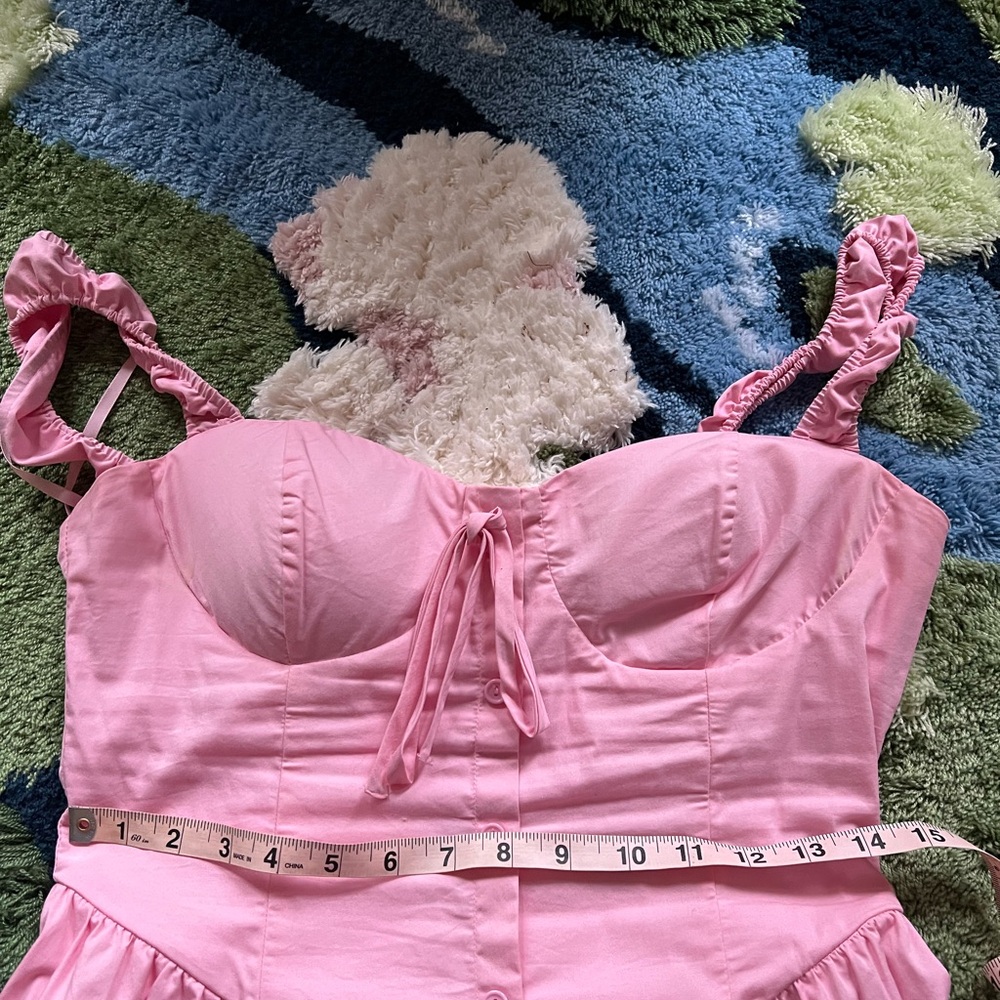 Pink Ruffled Strap Dress - Picture 4 of 7